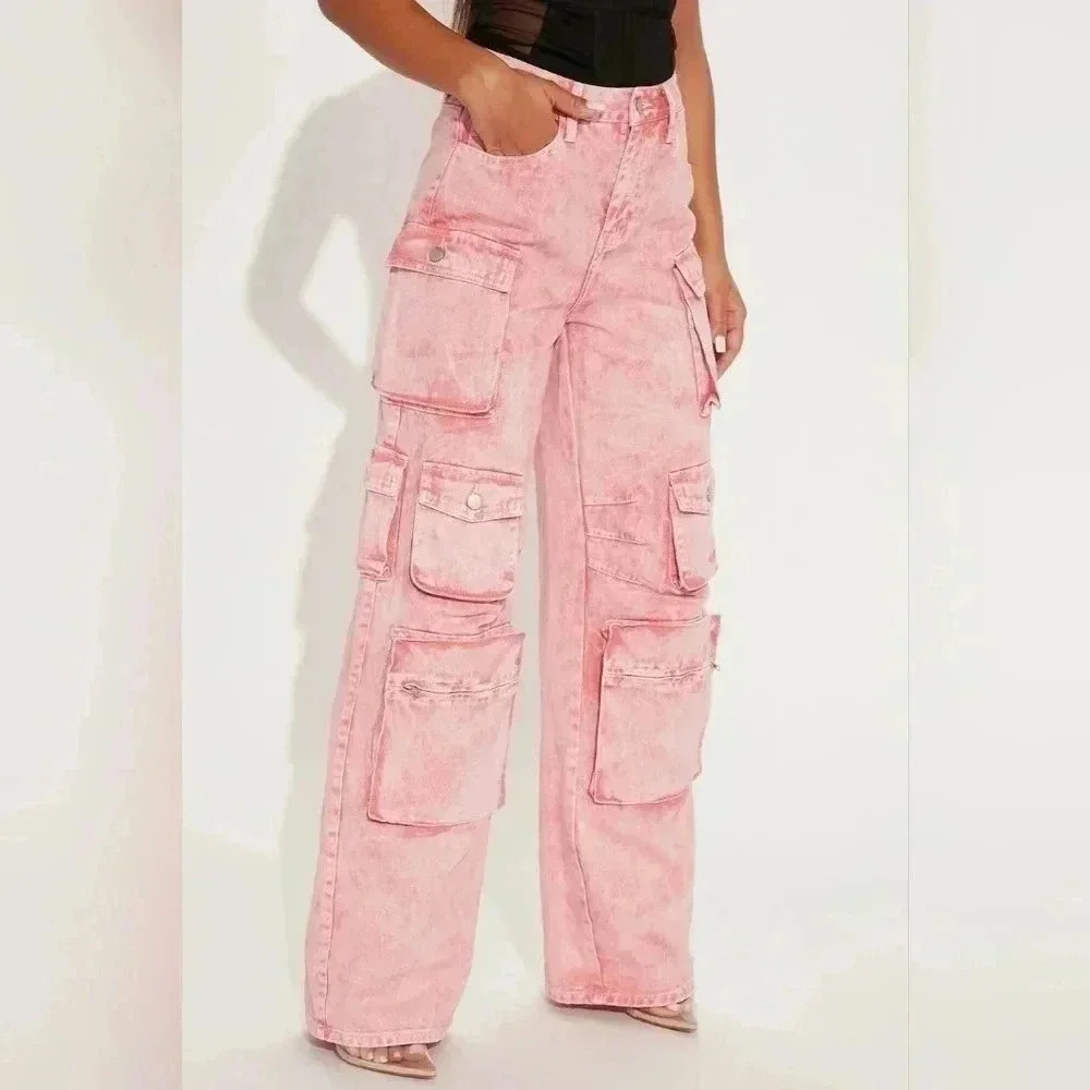Fashion Nova Lily Rise Cargo Jeans.  Nwt - Picture 6 of 7